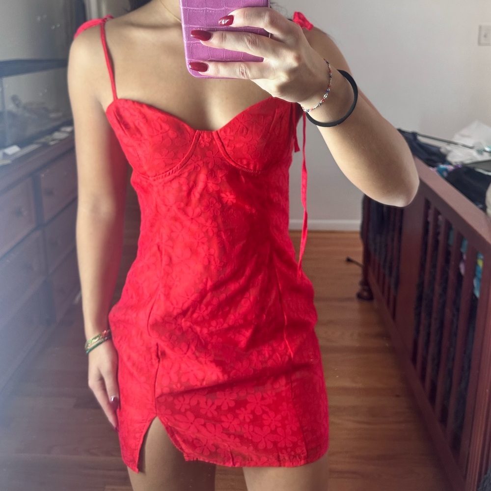 Urban Outfitters Kiss the Sky Red Flower Dress Small